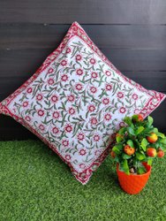 Floral Print Cotton Cushion Cover, Size : 16x16 Inch