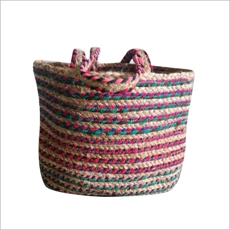 Braided Cotton Chindi Jute Bag, Technics : Machine Made