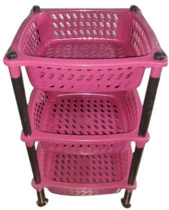 Plastic Vegetable Rack, Color : Pink, Black