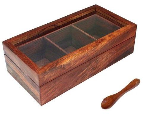 Wooden Spice Box, Size : 8x4x2.5 Inch