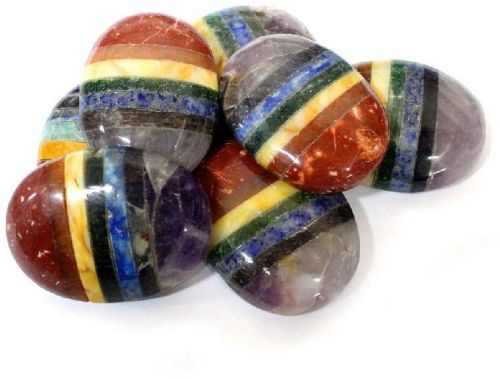 Oval Gemstone Seven Chakra Palm Stone