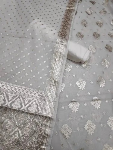 Unstitched Georgette Chanderi Dyeable Suits, Dupatta Length : 2.5 Meters
