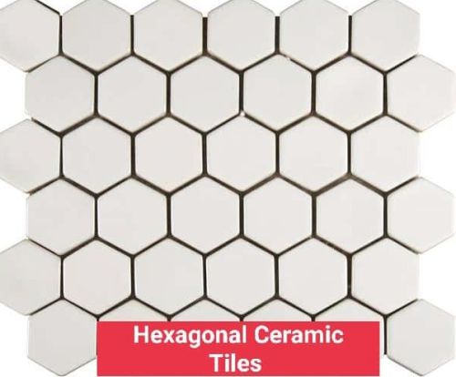 White SRE Unpolished Hexagonal Ceramic Tiles, For Exterior, Packaging Type : Carton Box