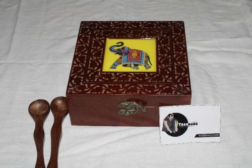 Printed Four Container MDF Spice Box, Feature : Antibacterial, Bio-degradable, Disposable, Eco Friendly