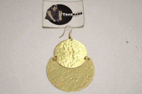 Hammered Pattern Moon Shape Brass Earring, Occasion : Party Wear