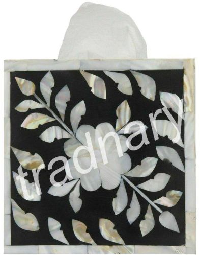 Mother Of Pearl Inlay Floral Design Square Tissue Box