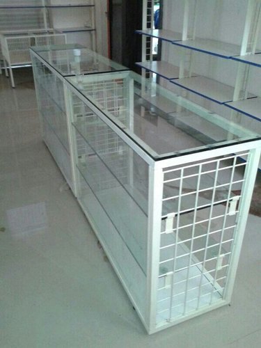 Metal Garment Display Counter, For Shop, Color : White