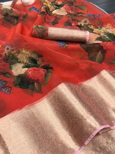 Organza Saree, Occasion : Party Wear