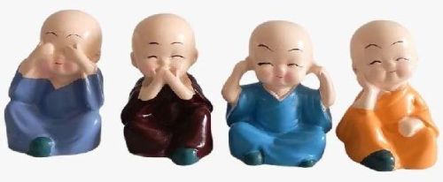 Gravityshade Polyresin Buddha Monk Set, Dimension : 8 Cm X 7.5 Cm X 6.7 Cm