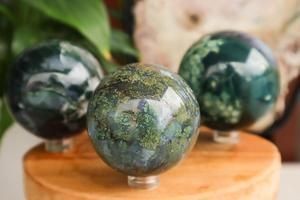 Polished Natural Moss Agate Sphere, Technics : Handmade