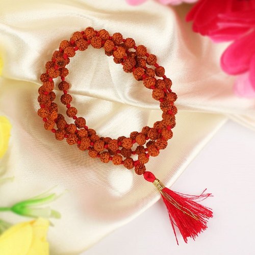 Wood Beads 5 Mukhi Rudraksha Mala, Size : 10mm