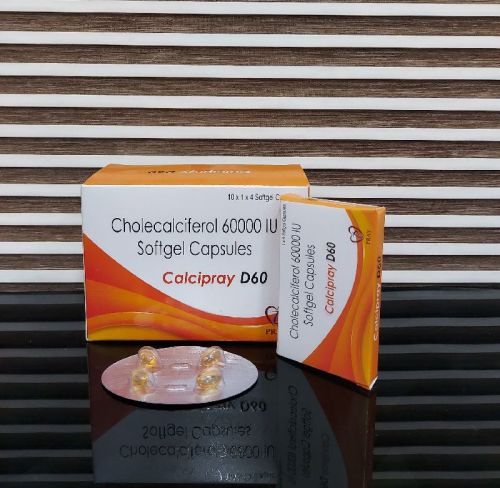 Cholecalciferol 60000 Iu Softgel Capsules, Packaging Type : Box