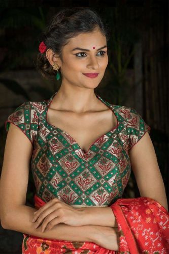 Brocade Sweetheart Neck Blouse