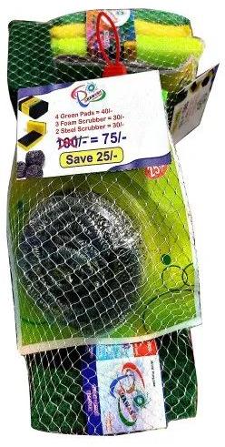 Parawash Polished Plain Utensil Cleaning Combo, Packaging Type : Net Bag