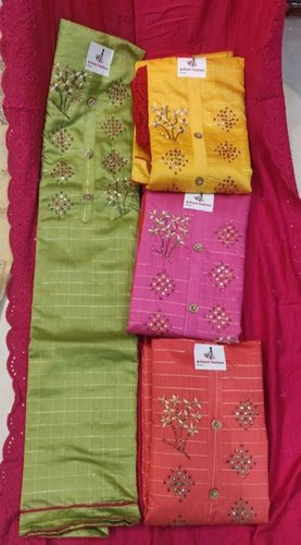 Banarasi Ladies Chanderi Suit, Size : Free Size