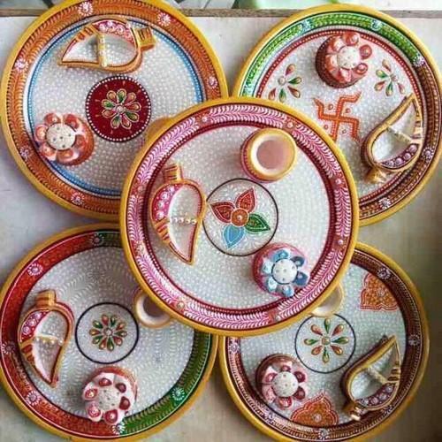 Round Marble Pooja Plate