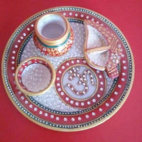 Polished Marble Pooja Thali, Feature : Attractive Pattern, Durable, Fine Finished