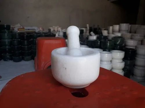 White Marble Mortar and Pestle, Packaging Size : 125 Pcs. Per Pack