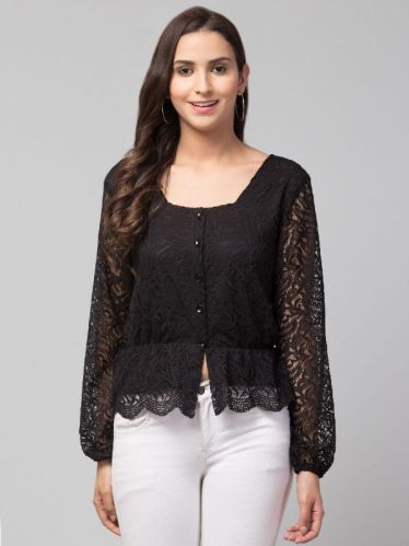 Bishop Sleeve Peplum Lace Top, Occasion : Formal, Casual, Party
