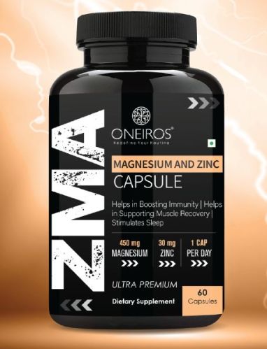 ZMA Magnesium and Zinc Capsules, For Personal, Packaging Size : 60 Casules
