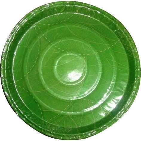 Round Green Paper Plates, For Serving Food, Size : 4 To 14 Inches