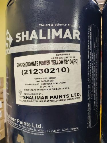 Yellow Zinc Chromate Primer, For Brush, Roller, Spray Gun, Packaging Size : 0.5-20 LTR