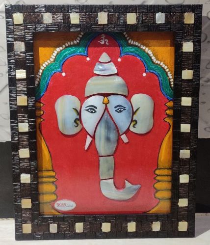 Hand Crafted Mother Of Pearls (MOP) Ganesha Photo Frame