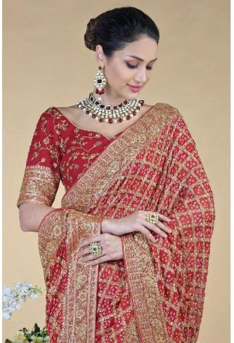 Zardozi Hand Embroidery Sarees, Feature : Anti-Wrinkle, Comfortable, Easily Washable, Impeccable Finish