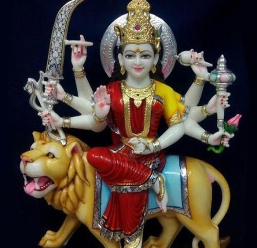 Chrome Plain Marble Durga Statue, Size in Feet : All Size