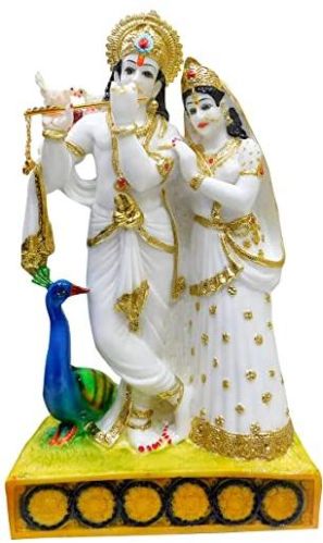 Printed Marble Radha Krishna Statue, Packaging Type : Carton Box