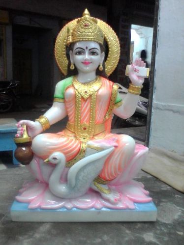Printed Marble Saraswati Mata Statue, Packaging Type : Carton Box