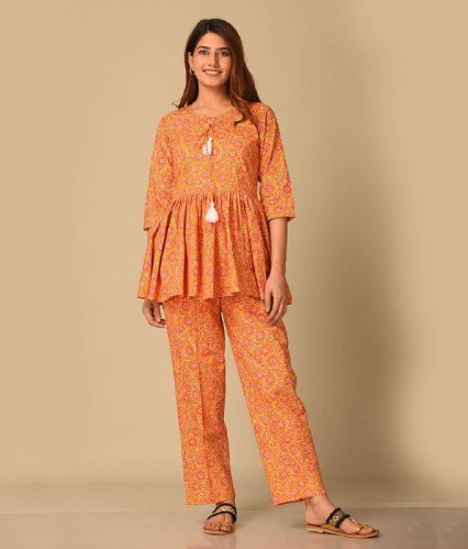 Deep Orange Fiorella Loungewear Set, Feature : Attractive Look, Comfortable, Easy Washable