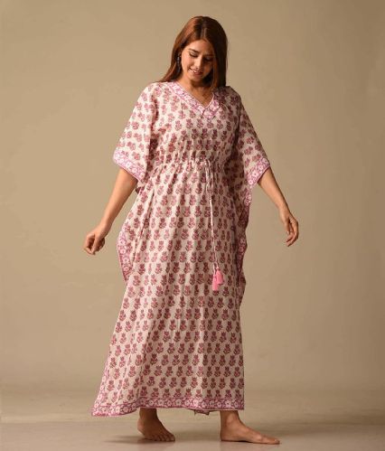 500 G Cotton Dreamy Bouquet Print Kaftan, Size : L, S, XL, 8XL