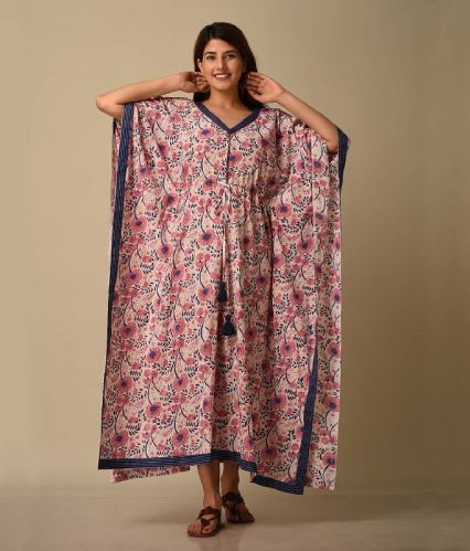 Printed Cotton Fiora Summer Bloom Kaftan, Occasion : Daily Wear