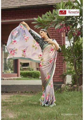 Crepe Printed Sarees, Occasion : Casual Wear