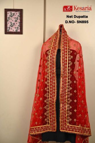 Embroidered Net Dupatta, Packaging Size : 10