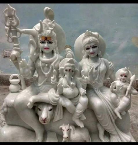 Polished Marble Shiv Priwar Statue, For Garden, Home, Office, Packaging Type : Carton Box, Thermocol Box