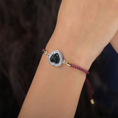 Black Heart With Love Diamond Bracelet, Packaging Type : Paper Box