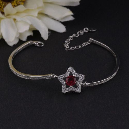 Diamond and Mars Red Stone Bracelet, Feature : Attractive Designs