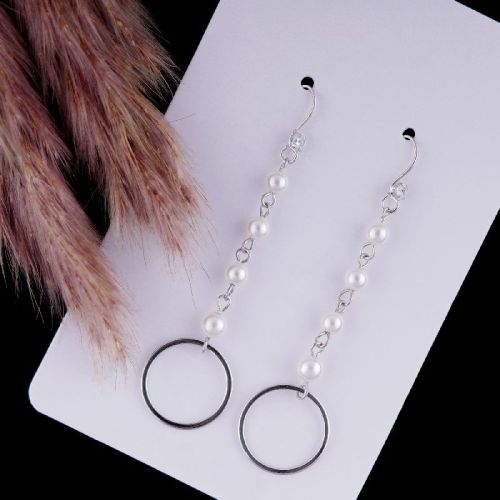 Sterling Silver Polished Hanging Pearl Ring Earring, Packaging Type : Plastic Packet, Paper Box
