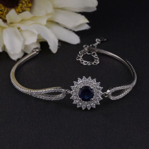 Inspired Unique Blue Round Diamond Bracelet, Feature : Attractive Designs