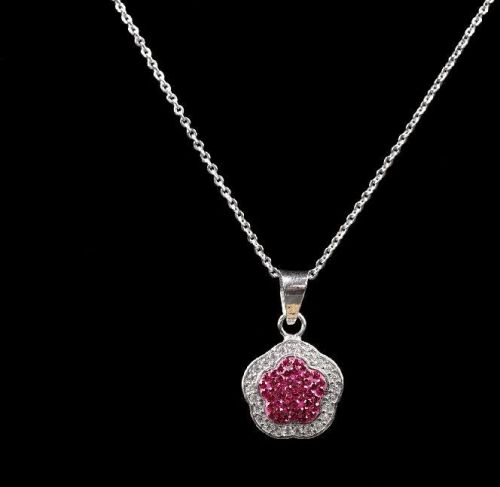 Neonpink Color Diamond Hexagon Shape Necklace, For Jewellery Use, Purity : 925 Silver