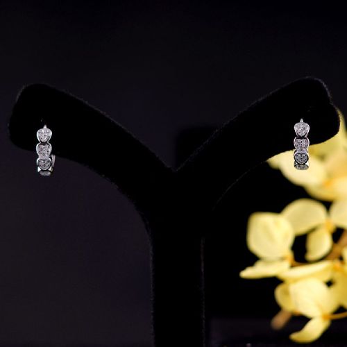Sterling Silver Polished Simply Salty Diamond Earring, Packaging Type : Plastic Packet, Paper Box