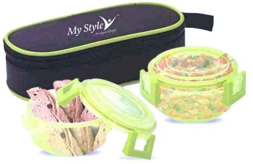 Crystal 2 Plastic Lunch Box, Size : Standard