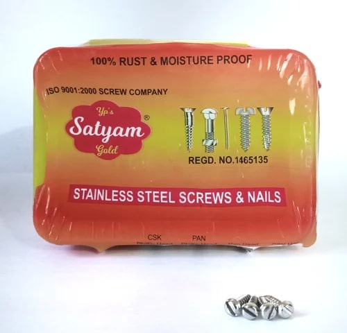 Satyam Gold Stainless Steel Pan Head Screw, For Hardware Fitting, Thread Type : Full Threaded