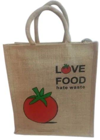 Printed Jute Lunch Bag, Handle Type : Short Handle