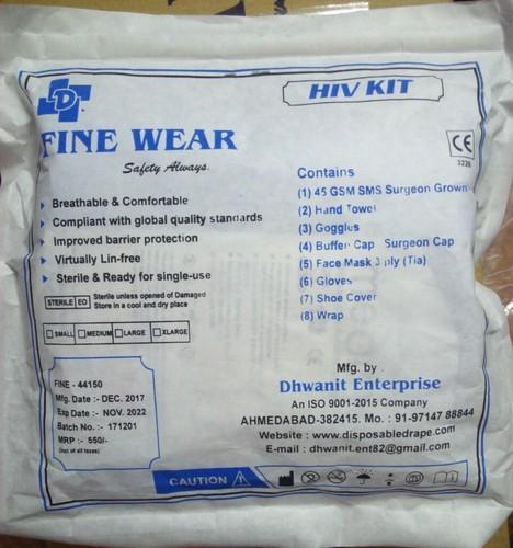 Fine Wear HIV Protection Kit, For Hospital, Packaging Type : Catron