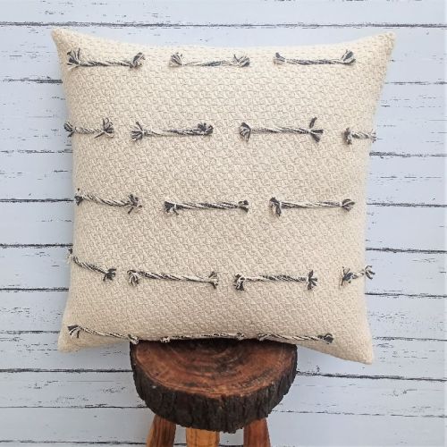 Cotton IK-277 Decorative Pillow, Color : Off-white/gray