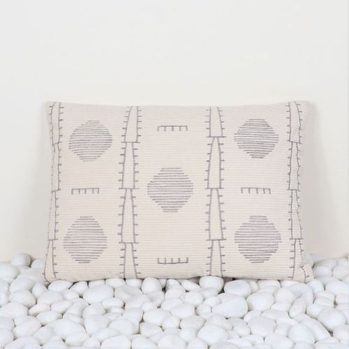 Cotton IK-823 Decorative Pillow, Color : Ivory/gray