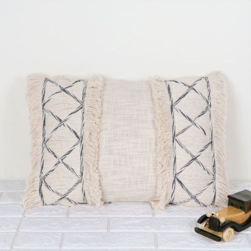 Cotton IK-871 Decorative Pillow, Color : Gray/ivory